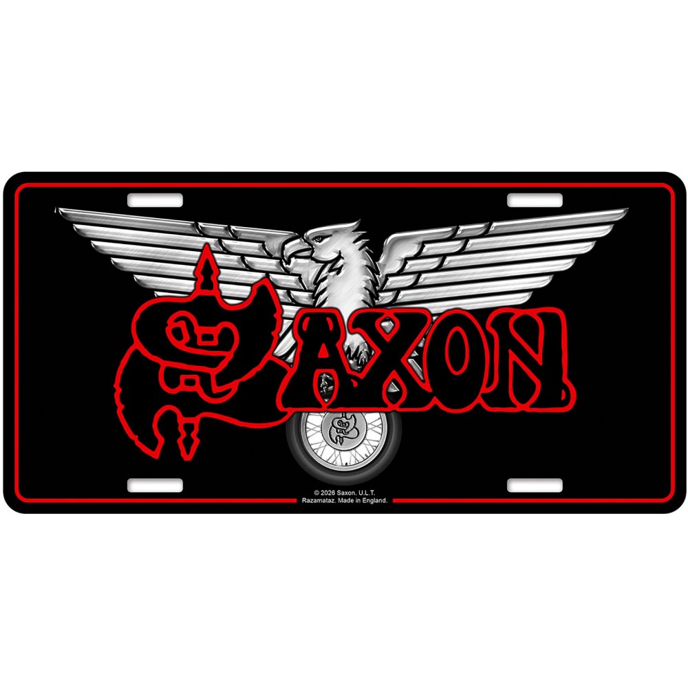 Saxon - Wheels Of Sl Metallwand Zeichen - Schwarz